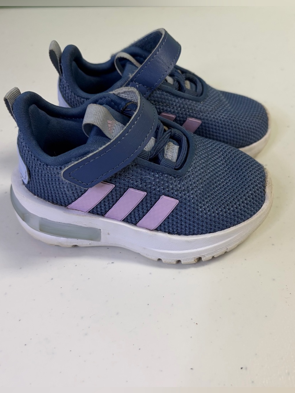 adidas toddler girls Racer Tr23 sneakers shoes blue lilac stripes size 5
